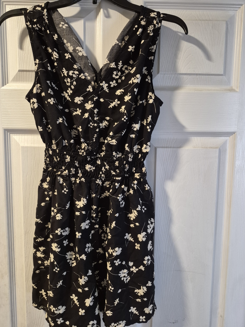 GAP Black Romper with White Floral Print